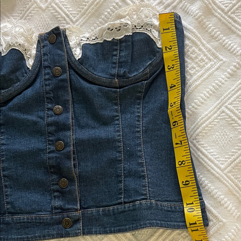 D&G Denim Corset Top with Lace Trim s/m - Picture 11 of 12